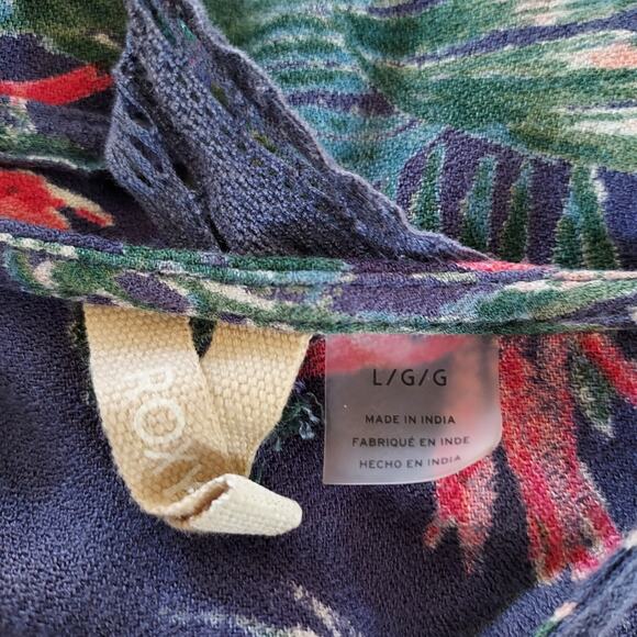 Roxy Navy Tropical Floral Print Tank Dress Size L - Picture 14 of 15